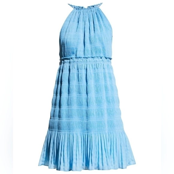 Rebecca Taylor NWT Pleated Voile Mini Dress CERULEAN - Picture 1 of 17